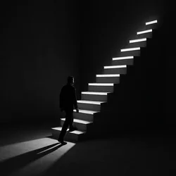 lestnicza-simvoliziruyushhaya-uspekh-i-chelovek-u-ee-podnozhya Лестница, символизирующая успех и человек у ее подножья