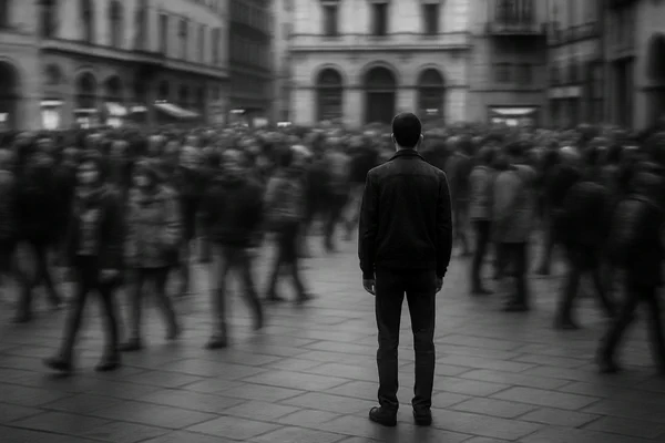 odinokij-chelovek-v-razmytoj-tolpe Одинокий человек в размытой толпе